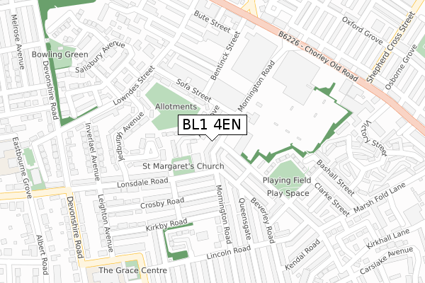 BL1 4EN map - large scale - OS Open Zoomstack (Ordnance Survey)