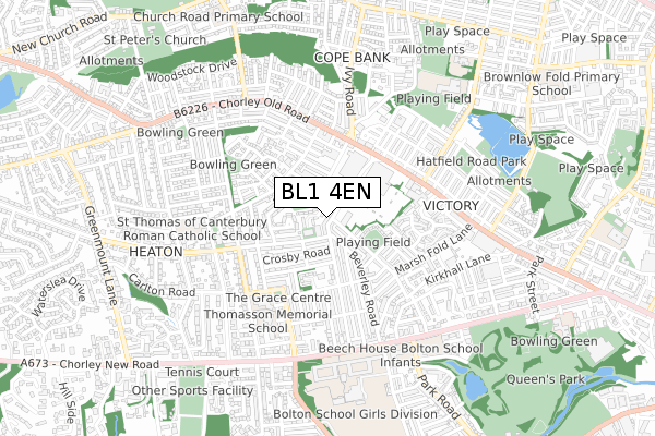 BL1 4EN map - small scale - OS Open Zoomstack (Ordnance Survey)