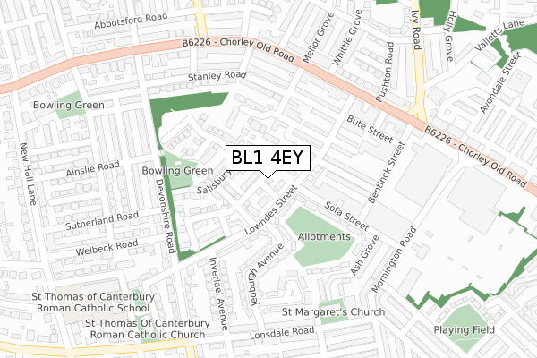 BL1 4EY map - large scale - OS Open Zoomstack (Ordnance Survey)