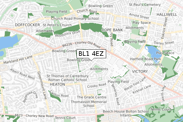 BL1 4EZ map - small scale - OS Open Zoomstack (Ordnance Survey) BL1 4EZ map - small scale - OS Open Zoomstack (Ordnance Survey)