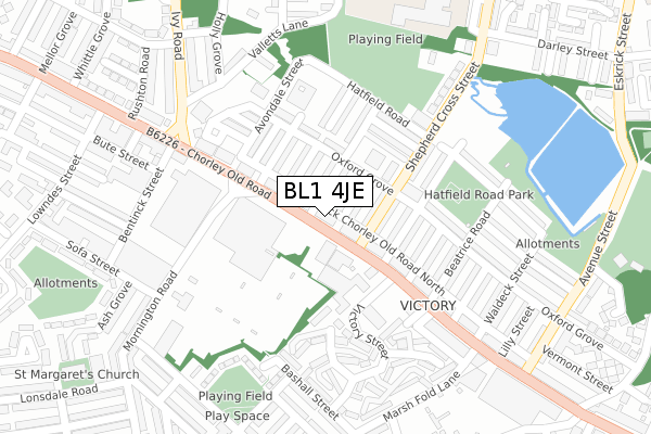 BL1 4JE map - large scale - OS Open Zoomstack (Ordnance Survey)