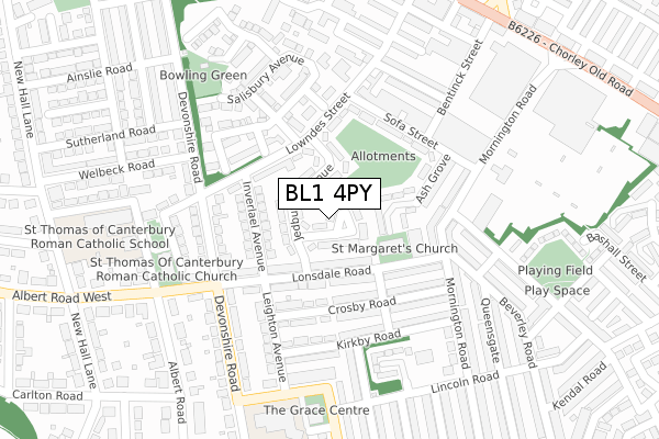 BL1 4PY map - large scale - OS Open Zoomstack (Ordnance Survey)