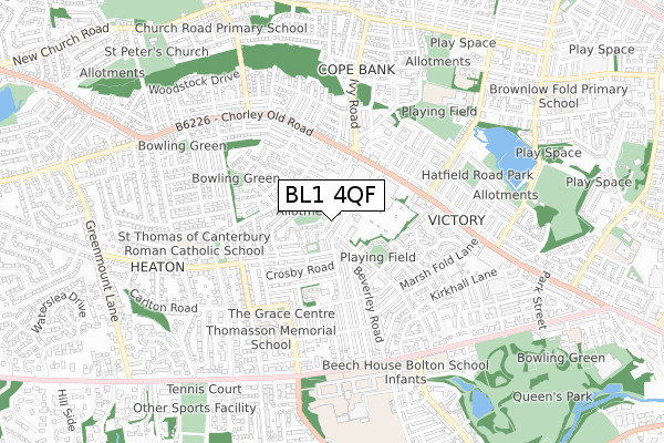 BL1 4QF map - small scale - OS Open Zoomstack (Ordnance Survey)