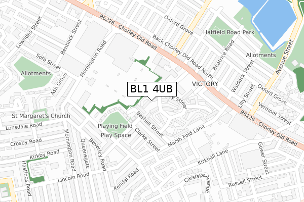 BL1 4UB map - large scale - OS Open Zoomstack (Ordnance Survey)