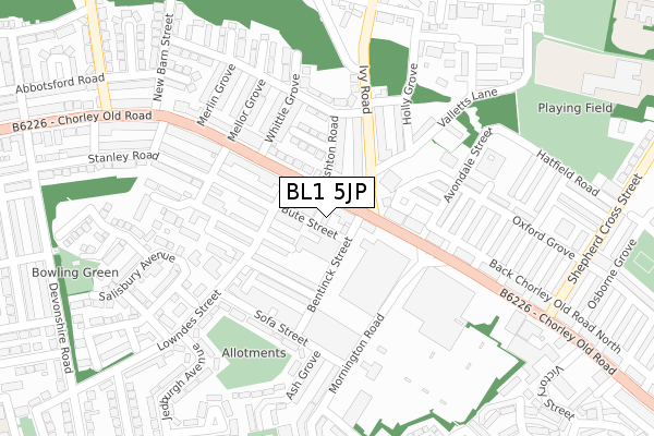 BL1 5JP map - large scale - OS Open Zoomstack (Ordnance Survey)