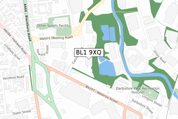 BL1 9XQ map - large scale - OS Open Zoomstack (Ordnance Survey)