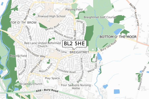 BL2 5HE map - small scale - OS Open Zoomstack (Ordnance Survey) BL2 5HE map - small scale - OS Open Zoomstack (Ordnance Survey)