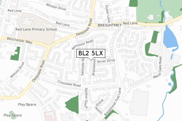 BL2 5LX map - large scale - OS Open Zoomstack (Ordnance Survey)