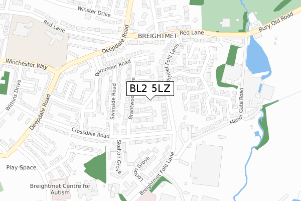 BL2 5LZ map - large scale - OS Open Zoomstack (Ordnance Survey)