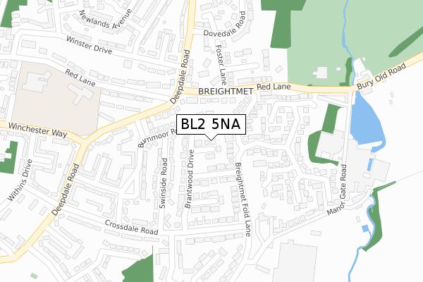 BL2 5NA map - large scale - OS Open Zoomstack (Ordnance Survey)