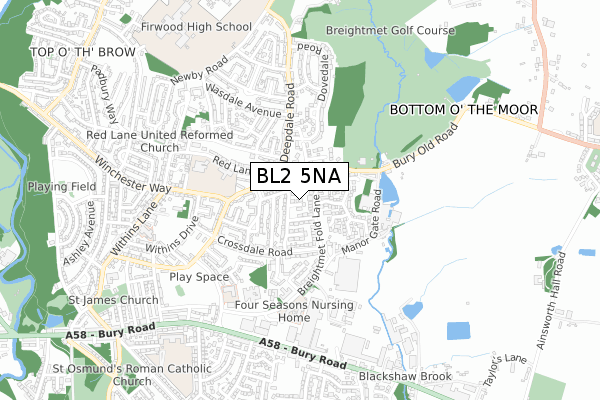 BL2 5NA map - small scale - OS Open Zoomstack (Ordnance Survey)