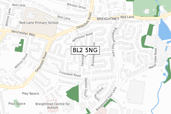 BL2 5NG map - large scale - OS Open Zoomstack (Ordnance Survey)