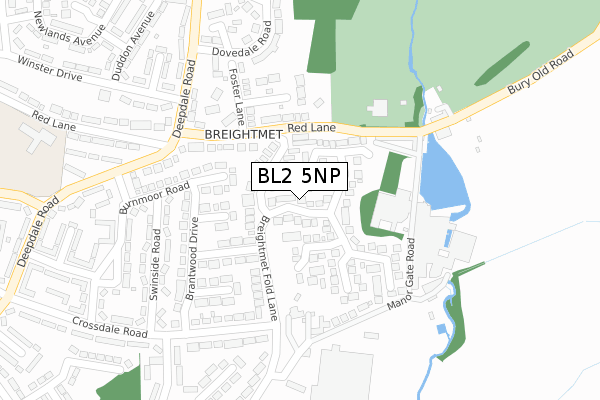 BL2 5NP map - large scale - OS Open Zoomstack (Ordnance Survey)