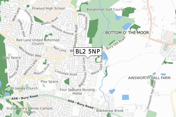 BL2 5NP map - small scale - OS Open Zoomstack (Ordnance Survey)