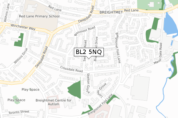 BL2 5NQ map - large scale - OS Open Zoomstack (Ordnance Survey)