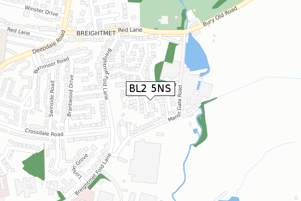 BL2 5NS map - large scale - OS Open Zoomstack (Ordnance Survey)