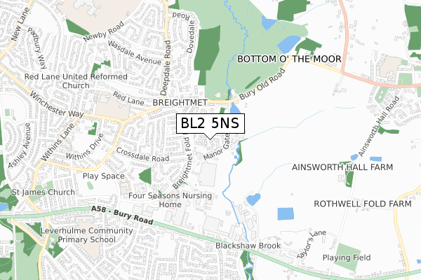 BL2 5NS map - small scale - OS Open Zoomstack (Ordnance Survey)