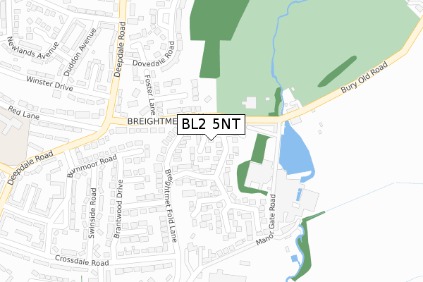 BL2 5NT map - large scale - OS Open Zoomstack (Ordnance Survey)