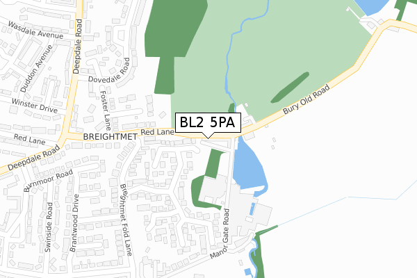 BL2 5PA map - large scale - OS Open Zoomstack (Ordnance Survey)