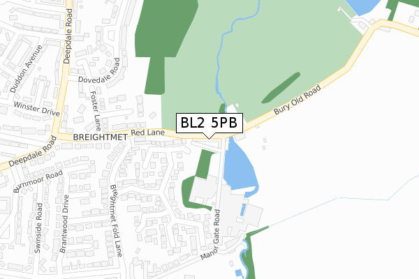 BL2 5PB map - large scale - OS Open Zoomstack (Ordnance Survey)