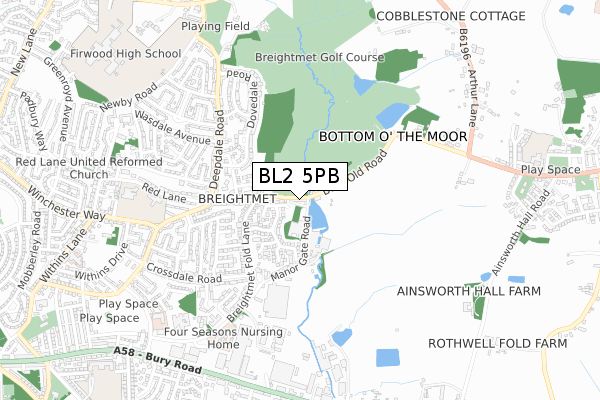 BL2 5PB map - small scale - OS Open Zoomstack (Ordnance Survey)