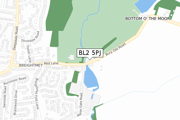 BL2 5PJ map - large scale - OS Open Zoomstack (Ordnance Survey)