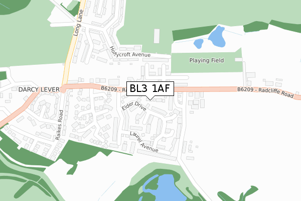 BL3 1AF map - large scale - OS Open Zoomstack (Ordnance Survey)