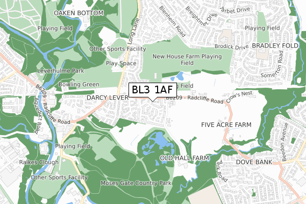 BL3 1AF map - small scale - OS Open Zoomstack (Ordnance Survey)