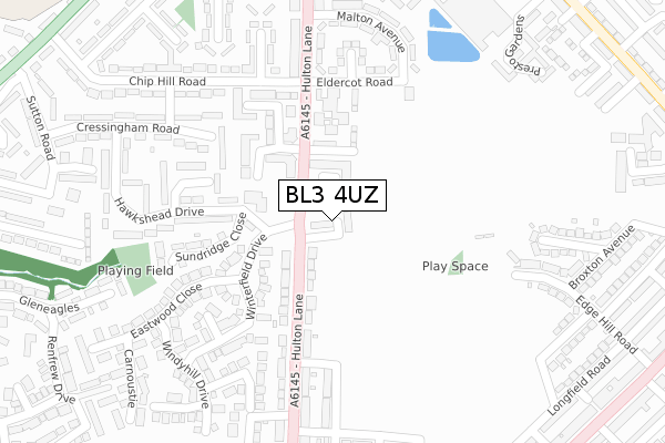 BL3 4UZ map - large scale - OS Open Zoomstack (Ordnance Survey)