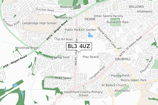 BL3 4UZ map - small scale - OS Open Zoomstack (Ordnance Survey) BL3 4UZ map - small scale - OS Open Zoomstack (Ordnance Survey)