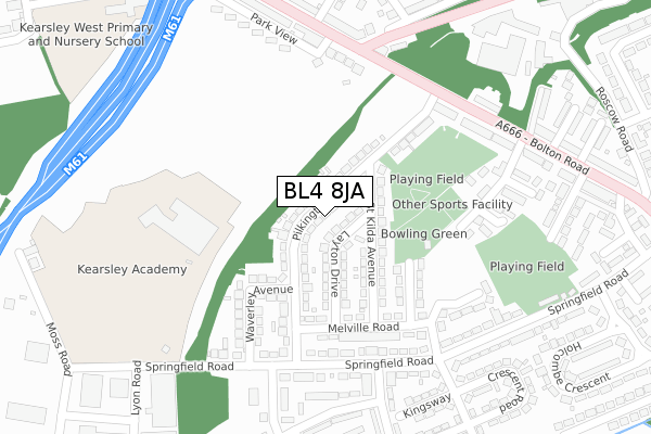 BL4 8JA map - large scale - OS Open Zoomstack (Ordnance Survey)