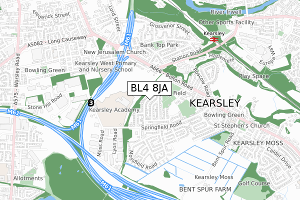 BL4 8JA map - small scale - OS Open Zoomstack (Ordnance Survey)