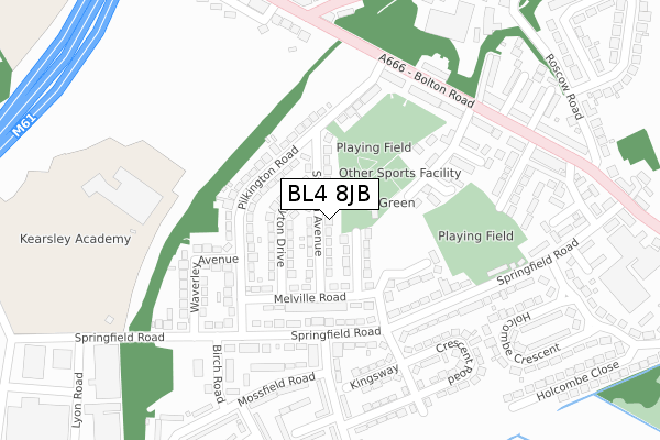 BL4 8JB map - large scale - OS Open Zoomstack (Ordnance Survey)