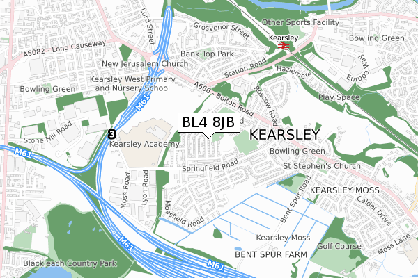 BL4 8JB map - small scale - OS Open Zoomstack (Ordnance Survey)