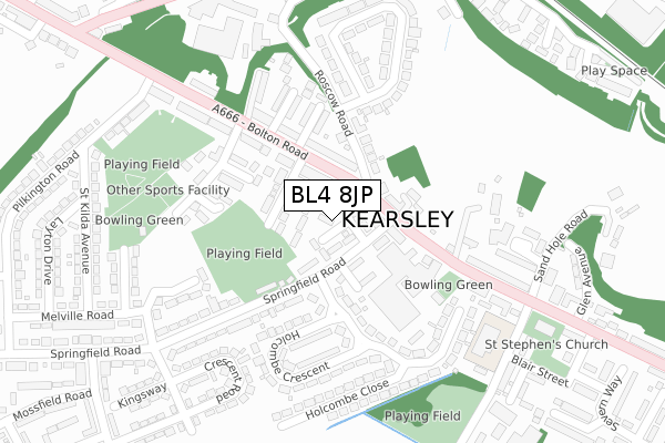 BL4 8JP map - large scale - OS Open Zoomstack (Ordnance Survey)