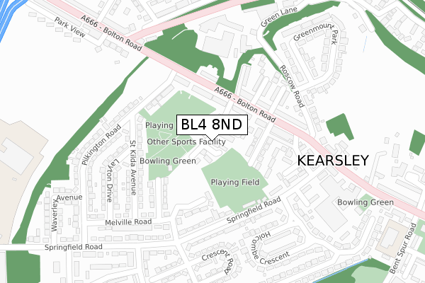 BL4 8ND map - large scale - OS Open Zoomstack (Ordnance Survey)