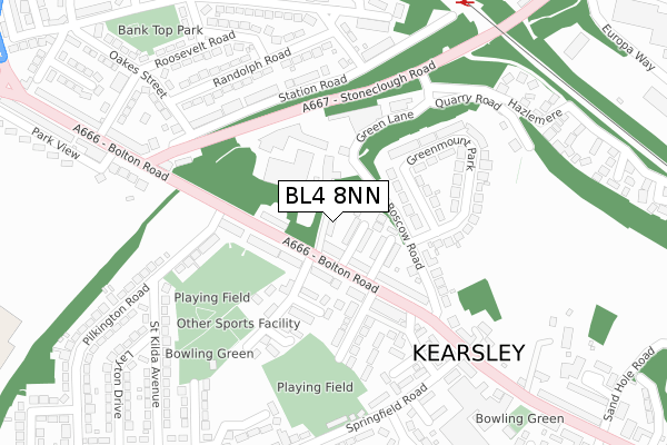 BL4 8NN map - large scale - OS Open Zoomstack (Ordnance Survey)