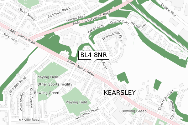 BL4 8NR map - large scale - OS Open Zoomstack (Ordnance Survey)