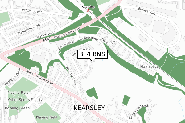 BL4 8NS map - large scale - OS Open Zoomstack (Ordnance Survey)