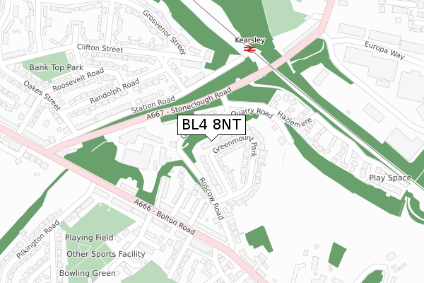 BL4 8NT map - large scale - OS Open Zoomstack (Ordnance Survey)