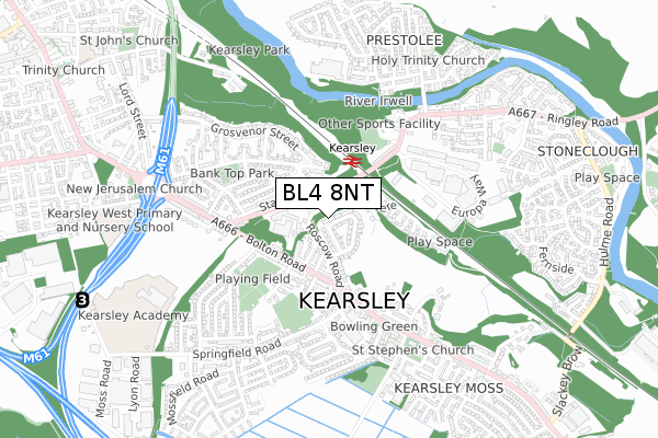 BL4 8NT map - small scale - OS Open Zoomstack (Ordnance Survey)