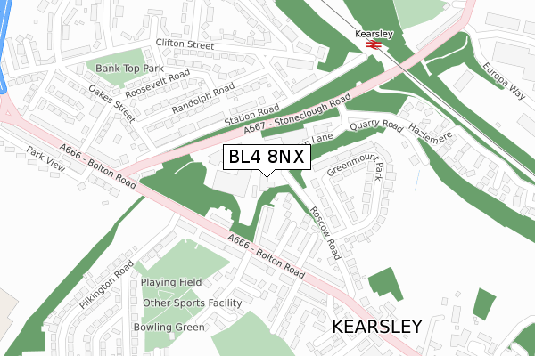 BL4 8NX map - large scale - OS Open Zoomstack (Ordnance Survey)