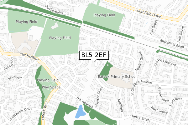 BL5 2EF map - large scale - OS Open Zoomstack (Ordnance Survey)