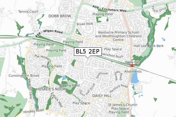 BL5 2EP map - small scale - OS Open Zoomstack (Ordnance Survey)