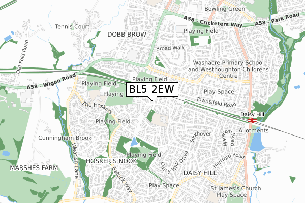 BL5 2EW map - small scale - OS Open Zoomstack (Ordnance Survey)