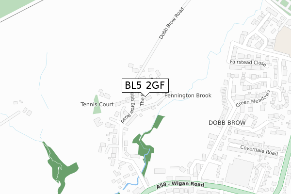 BL5 2GF map - large scale - OS Open Zoomstack (Ordnance Survey)