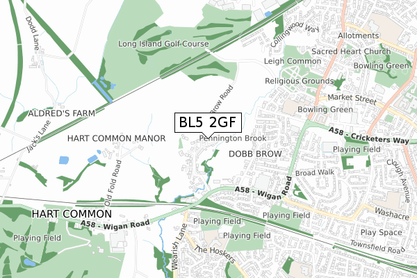 BL5 2GF map - small scale - OS Open Zoomstack (Ordnance Survey)