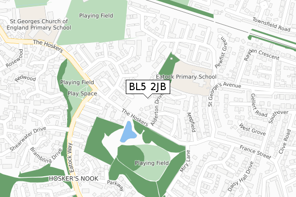 BL5 2JB map - large scale - OS Open Zoomstack (Ordnance Survey)