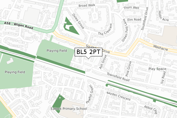 BL5 2PT map - large scale - OS Open Zoomstack (Ordnance Survey)