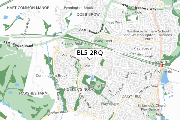 BL5 2RQ map - small scale - OS Open Zoomstack (Ordnance Survey)